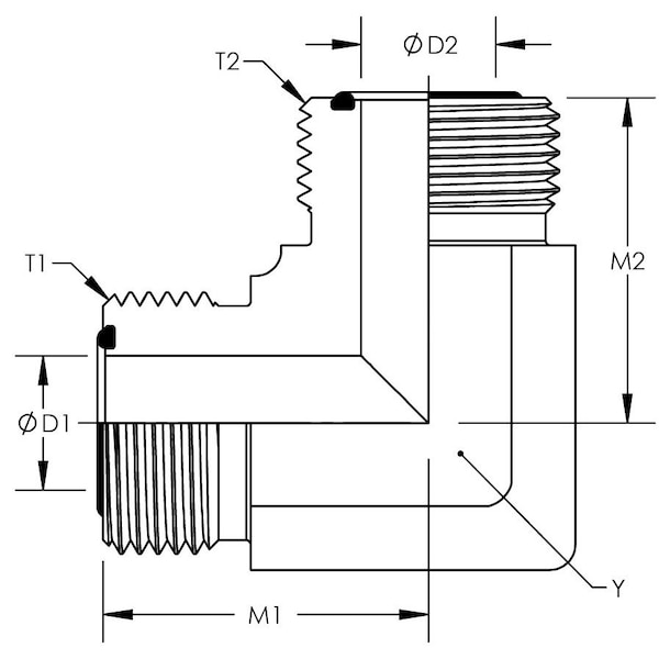 Male Flat Face O-Ring To Male Flat Face O-Ring 90° Union Elbow